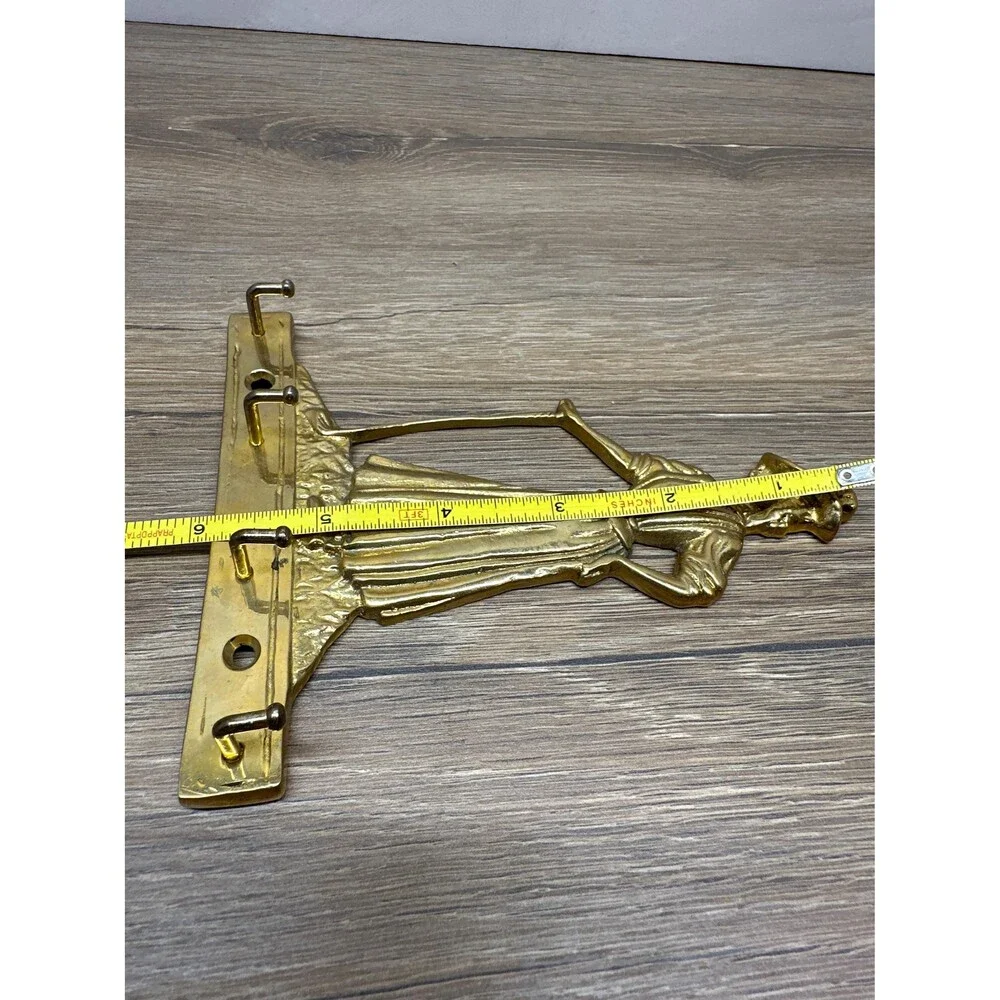 Solid Brass Victorian Lady Golfer 4-Hook Key Rack, Upper Deck LTD Decor 6